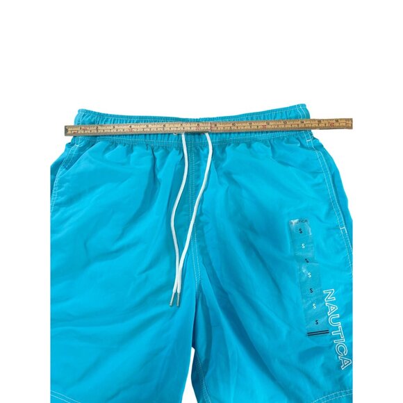 Nautica Mens S Swim Trunks Blue Quick-Dry Nylon Drawstring Elastic Waist - Picture 4 of 9
